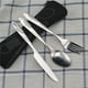 thumbnail image 4 of Juego de cubiertos de acero inoxidable de 3 piezas Cuchillo para bistec Tenedor Cuchara con bolsa de tela (Negro) JShteea  Libre de BPA, 4 of 4
