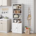 thumbnail image 6 of White Bookcase with Doors, 71.4in Tall Farmhouse Bookcases with Cabinet, Wooden 6 Shelf Bookshelves for Bedroom, Living Room, Home Office, 6 of 6