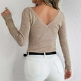 thumbnail image 6 of Qepwscx Womens Long Sleeve Shirts V Neck Basic Slim Fitted Tops Stretch Base Layer T-Shirt, 6 of 6