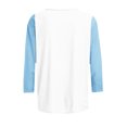thumbnail image 6 of ABSUYY Womens Sky Blue Baseball Tee Raglan 3/4 Sleeve Henley Casual Color Block Shirt,Size S, 6 of 6