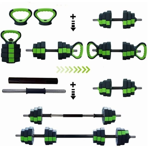 Yeshouse Conjunto de mancuerajustajust, conjunto de pesas libres de 44 libras, utilizado como soporte de la campana de barra Kettlebell