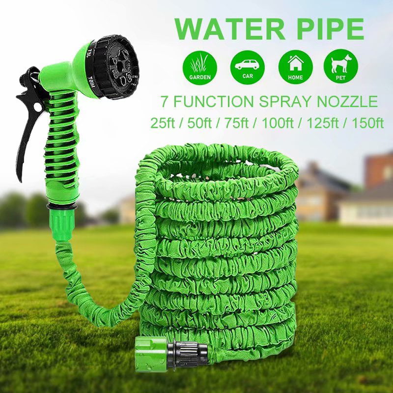 Expandable Garden Hose Flexible Green Pipe With Spray Gun Garden Flowering Wash 