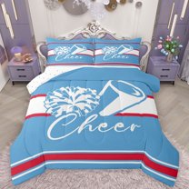 Homewish Sport Cheerleading 2pcs Bedding Comforter Set For Kids Children Teens Girls,Geometric Stripes Twin Comforter Sets,Girly Dreamy Dance Breathable Bedding Set,Luxury Bedroom Decor,Reversible