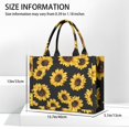thumbnail image 3 of Large Capacity Tote Bag,Black Yellow Sunflower Pattern Handbag Fashion Luxury Tote Bag,15.7"x13"x 5.1" Inches,Laptop Compatible, 3 of 6