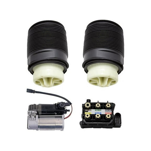 Air Suspension Compressor and Spring Kit 4 Piece - Compatible with 2012 - 2017 Mercedes-Benz CLS550 2013 2014 2015 2016