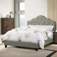 thumbnail image 6 of Eastern King Size Wooden Platform Bedframe with Adjustable HB Grey Polyfiber Upholstery for Bedroom, 6 of 11