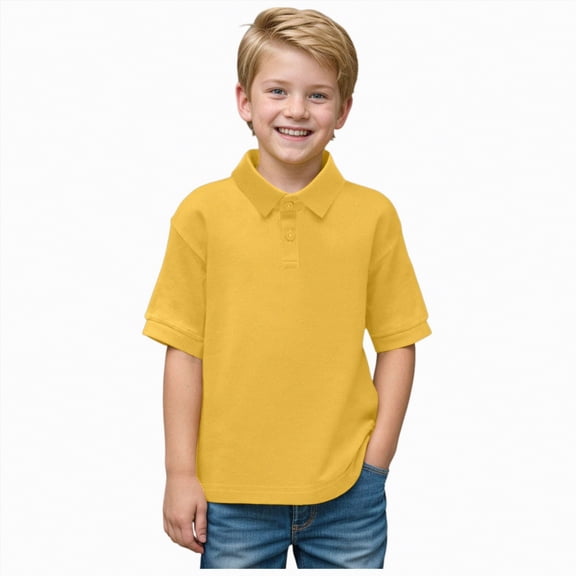 NIEWTR Boys Polo Shirt Summer Short Sleeve Polo Lightweight for Running and Hiking(A01-Yellow,7-8 Years)