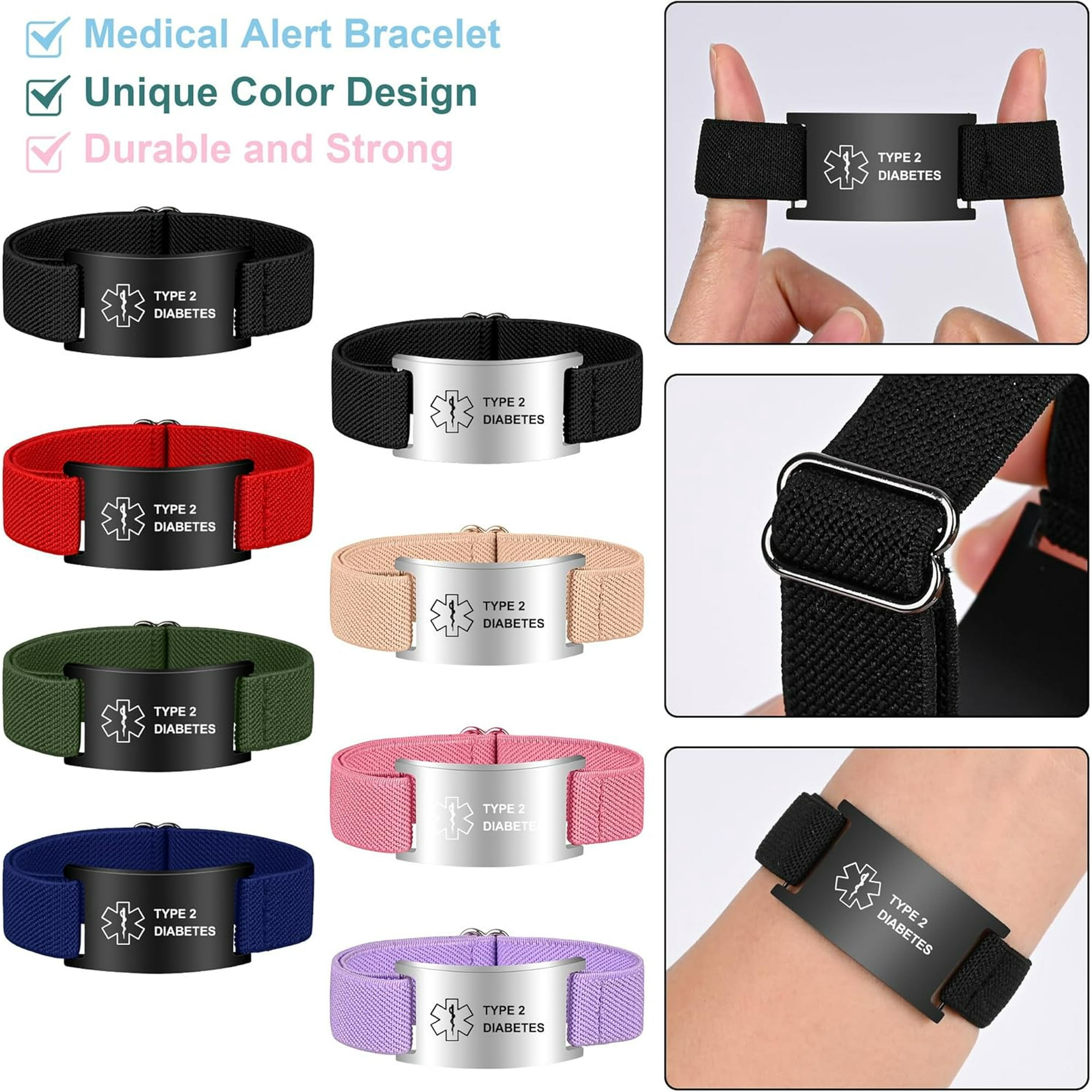 shiyou-Medical Alert Bracelet for Women Men, Adjustable Medical