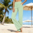 thumbnail image 3 of Iyufng Women's Cotton Linen Pants Striped Straight Leg Pants Summer High Waist Loose Casual Trousers, 3 of 5