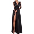 thumbnail image 1 of Gibobby Vestidos de fiesta largos Vestido largo de encaje floral para mujer, manga larga, cuello en V, dama de honor, boda, vestidos de fiesta de noche(Negro,G), 1 of 5