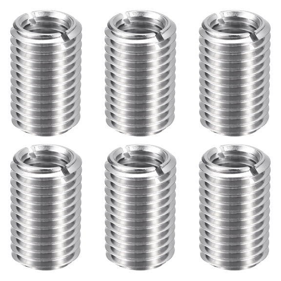 Uxcell 6pcs Thread Repair Inserts M16 x 2 Male to M12 x 1.75 Female Thread 25mm Long Stainless Steel Reducing Nuts Metric Self Tapping Sleeves
