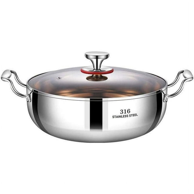 Stainless Steel Soup Pot with Glass Lid 4L Capacity Induction Compatible Stockpot for Stewing Cooking Pasta Boiling