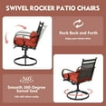thumbnail image 3 of MELLCOM Patio Swivel Chair Set of 2, Heavy Duty Outdoor Dining Chairs with Cushions and Lumbar Pillows, Metal Patio Chairs Gentle Rocker for Outside, Garden Lawn & Porch, Backyard, Red, 3 of 7