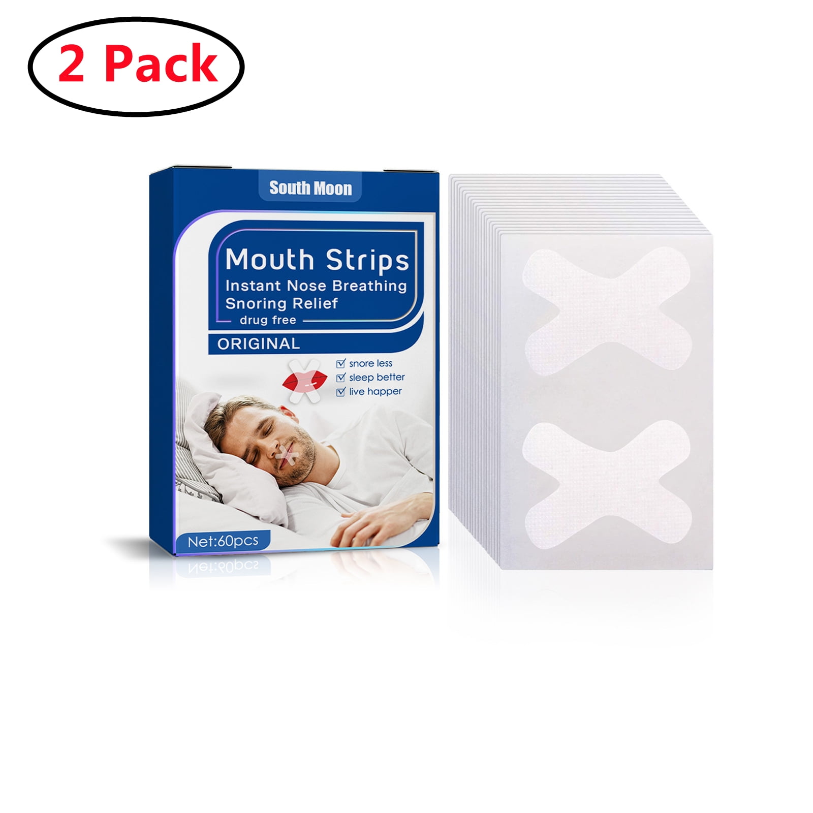 2 Pack Anti‑Snoring Patch,Nasal Strips Mouth Strips for Sleeping