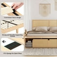 thumbnail image 5 of Natural Rattan Queen Size Platform Bed Frame with Headboard and Sliding Barn Door Storage Cabinets, Boho Farmhouse Platform Bed, Wood Slat Support, No Box Spring Needed, Easy Assembly, 5 of 7