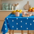 thumbnail image 4 of ZOPZO Waterproof Tablecloth for Dining Table, Blue, 60W x 102L Inch, Semi-Circle Print, Rolled Edge, 4 of 9