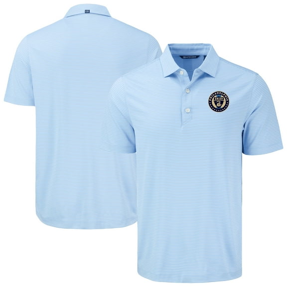 Men's-Cutter & Buck  Blue Philadelphia Union Forge Eco Fine Line Stripe Stretch Recycled Polo