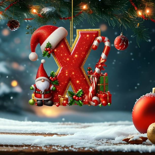 Adornos Navideños Colgantes con 26 Letras para Árbol de Navidad, Adornos Navideños Personalizados para Hacer Tú Mismo, Decoración Navideña, Decoración Colgante para Árbol de Navidad.