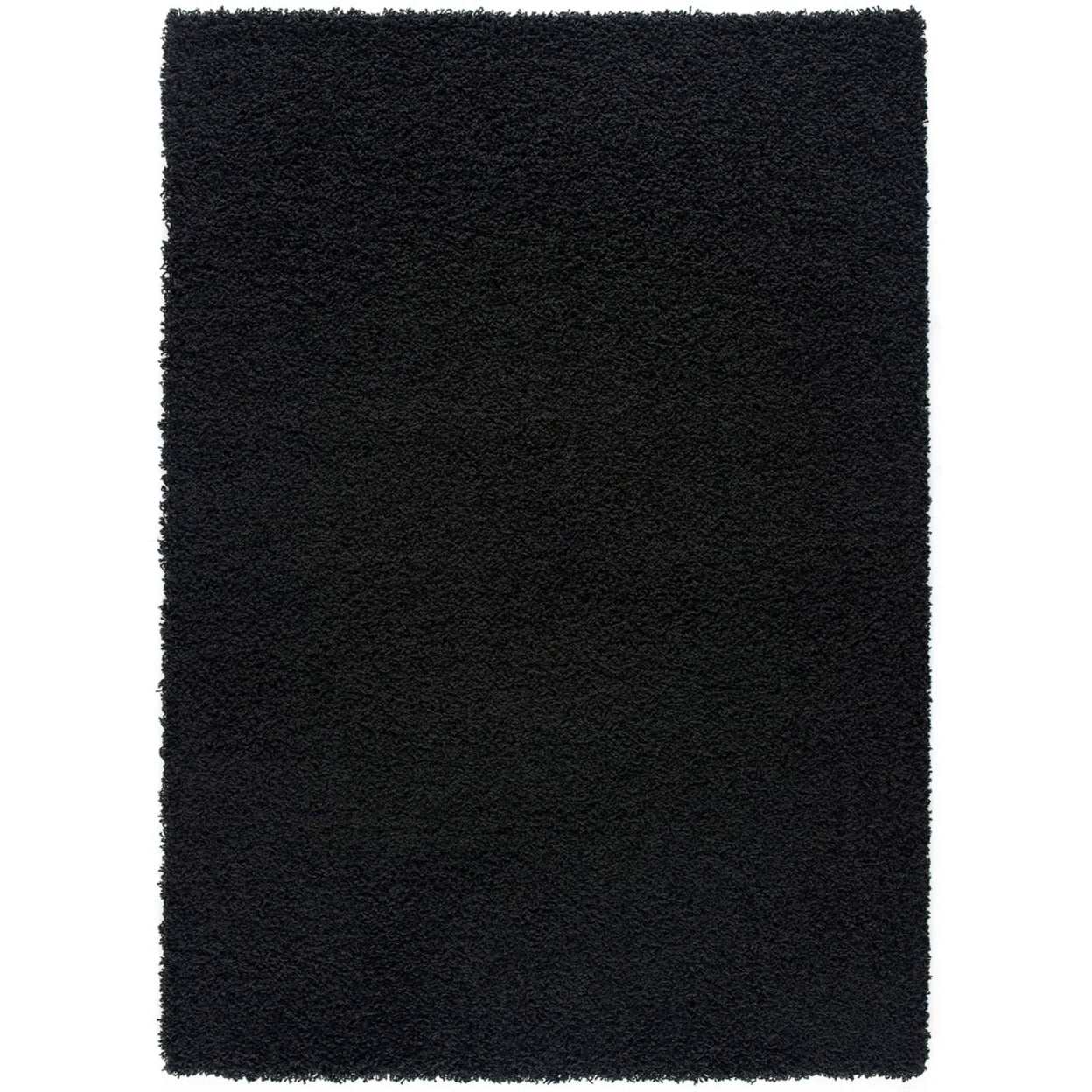 Modern Indoor Rectangular Carpet, Pad, Mat Alora Black Shag 4' x 6' Rug
