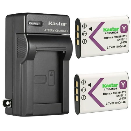 Kastar 2-Pack Battery and AC Wall Charger Replacement for Nikon EN-EL11 ENEL11 Battery  Nikon MH-64 MH64 Charger  NIKON COOLPIX S550 COOLPIX S560 Digital Cameras