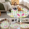 thumbnail image 5 of Happy Easter Round Area Rug 3.3Ft Washable Circle Rugs for Dining Room Table, Spring Bunny Eggs Flower Sage Green Plaid Non-Slip Carpet Floor Mats Indoor Outdoor Carpet Runner Aesthetic Home Decor, 5 of 8
