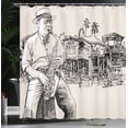 thumbnail image 4 of Ambesonne Jazz Shower Curtain, River Bank Palm Trees, 69"Wx75"L, Beige Black, 4 of 5