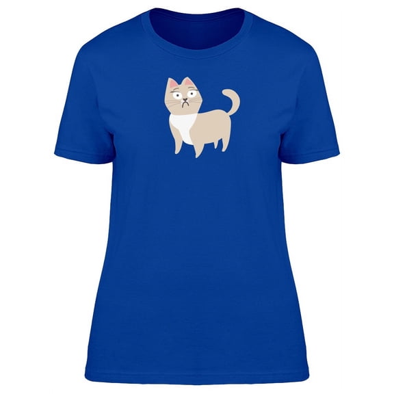 Scared Beige Cat Doodle T-Shirt Women -Image by Shutterstock, Female Medium
