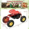 thumbnail image 3 of Costway Rolling Tray Gardening Planting w/ Work Seat Garden Cart Red, 3 of 10