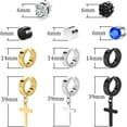 thumbnail image 4 of Magnetic Earrings - 11 Pairs Clip On, Non-Pierced, Fake Earrings - Black Cross Hoop Dangle for Men & Women jewelry, 4 of 6