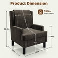 thumbnail image 7 of Aprafie Ergonomic Wingback Chair, 20.7" High Back Accent Chair with Ultra-Thick Cushion, Solid Wood Arms & Legs for Living Room, Bedroom, Reading Nook, Dark Brown, 7 of 7