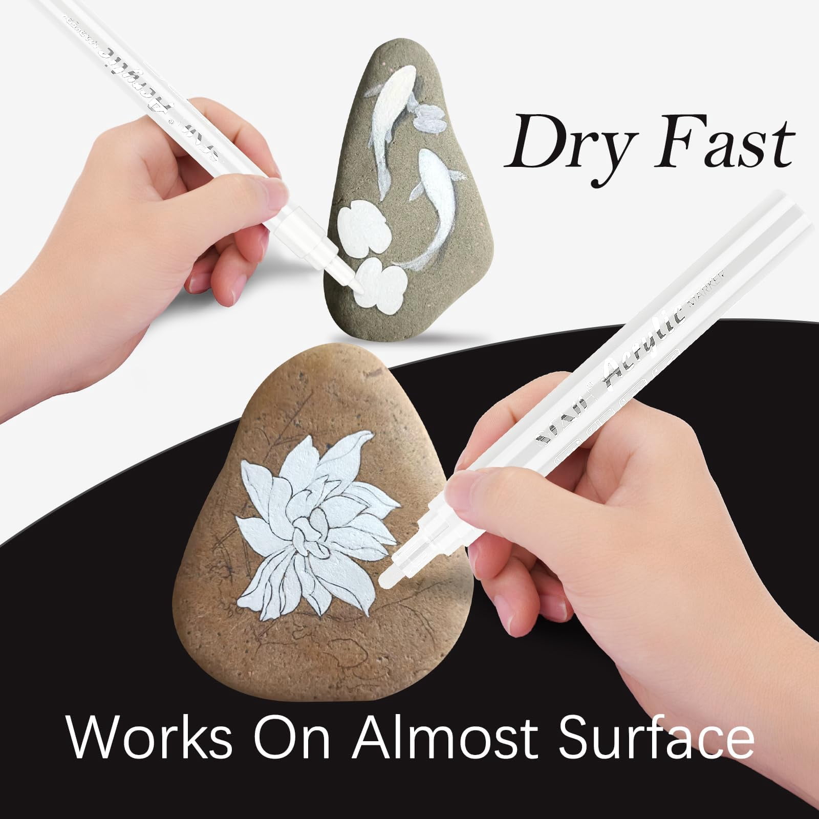 White Paint Pens - 8 Pack 2-3mm Medium Tip & 0.7mm Extra Fine Marker For Rock Painting  Wood Metal Fabric Plastic Canvas Glass Ceramic Diy Crafts Out Pen