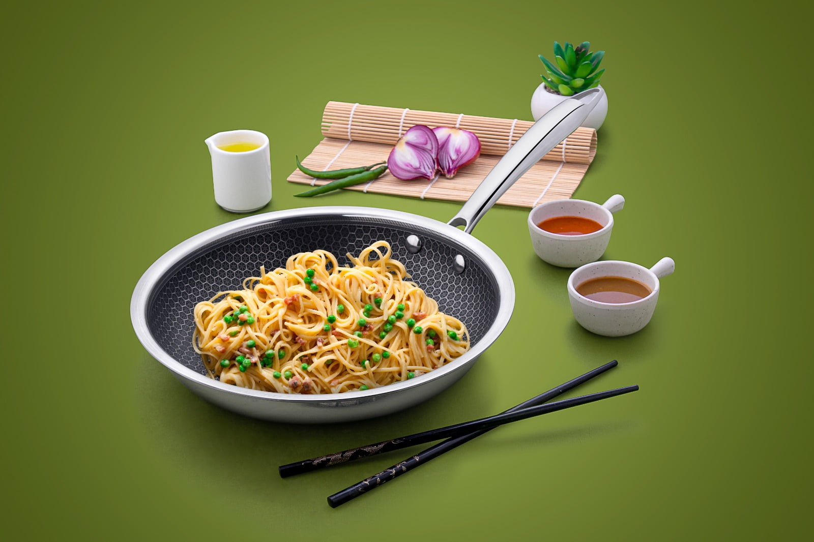 Mainstays 8 in Tri-Ply Stainless Steel Hybrid Non-Stick Fry Pan with Cool-Touch Handle