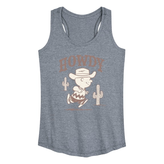 Peanuts - Howdy Charlie Brown-Women's Graphic Racerback Tank Top