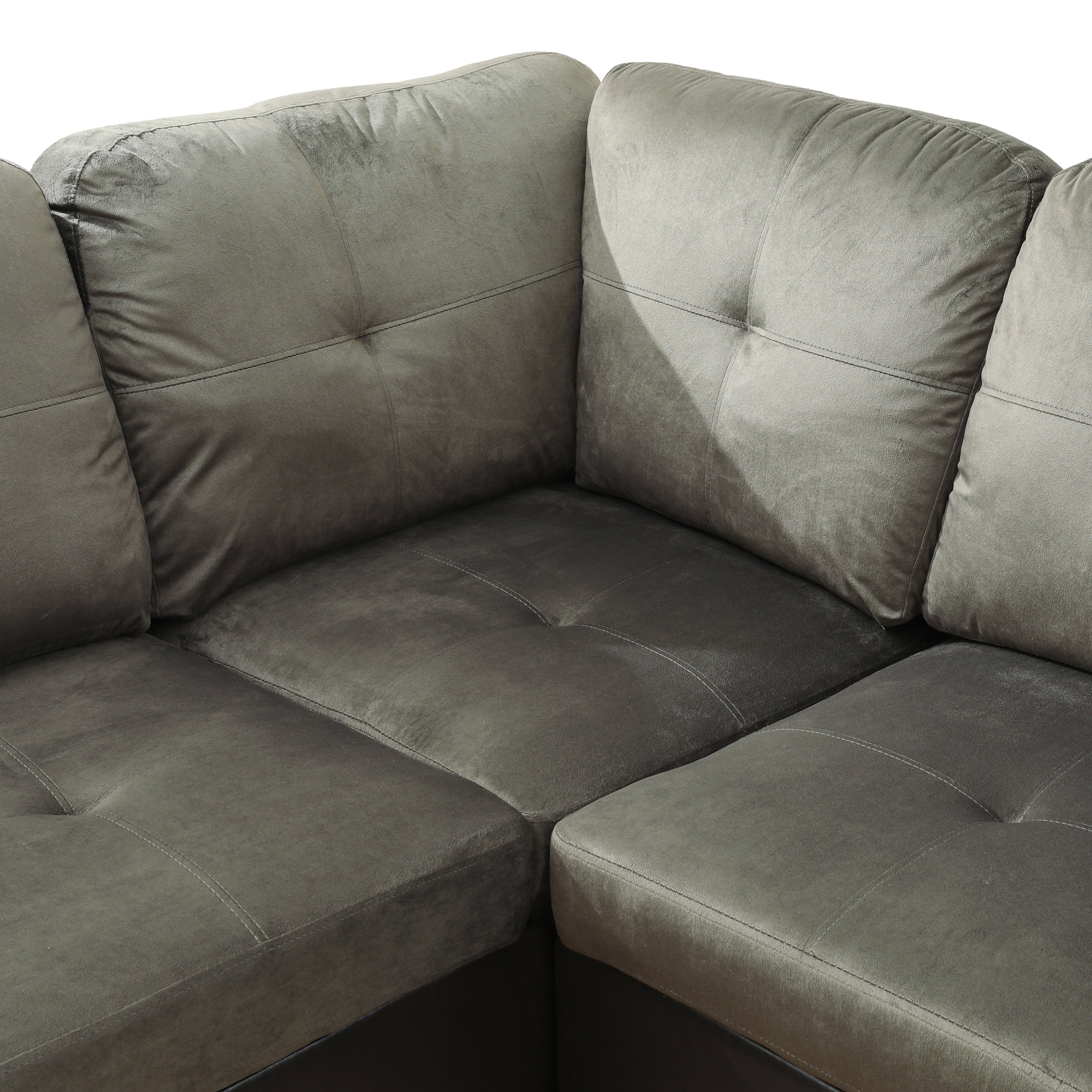 MAYEERTY Taupe Modern 3-Piece Flannel & PVC Couch Soft Durable Cozy Living Room
