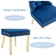 thumbnail image 5 of KCC Velvet Tufted Dining Chairs Set of 2, Back Pull Ring & Nailhead Trim, Gold Stainless Steel Leg Upholstered Side Chairs for Kitchen & Dining Room, Blue, 5 of 9