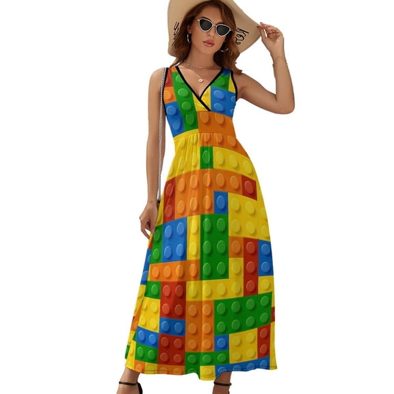 Building Blocks Construction Brick Sleeveless Dress Summer Women Clothes Dress for Pregnant Women Dresses