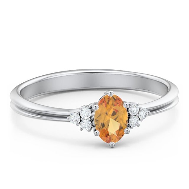 Birthstone Oval Ring with Shoulder Accents - Citrine (November)