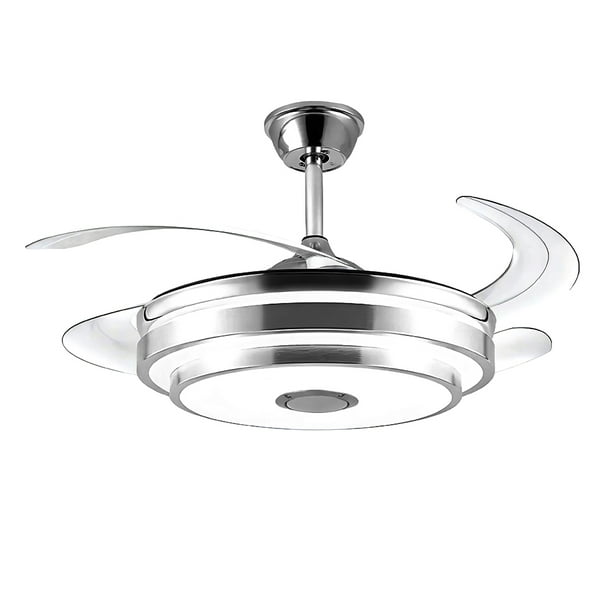 CITYLUZ VENTILADOR DE TECHO 4 ASPAS INVISIBLES CON BOCINA Y CONTROL REMOTO LUZ LED NEGRO 49CM X 34CM INCLUYE 1 UNIDAD