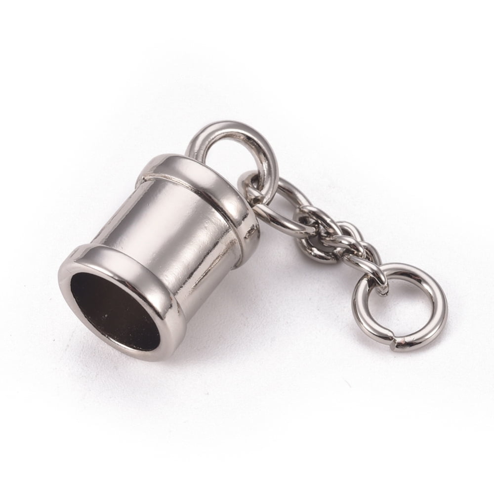 50Set Alloy Chain Extender with Bead Cap Bails and Curb Chains Platinum Bead Cap Bails: 25.5x13.5mm Inner: 10.5mm