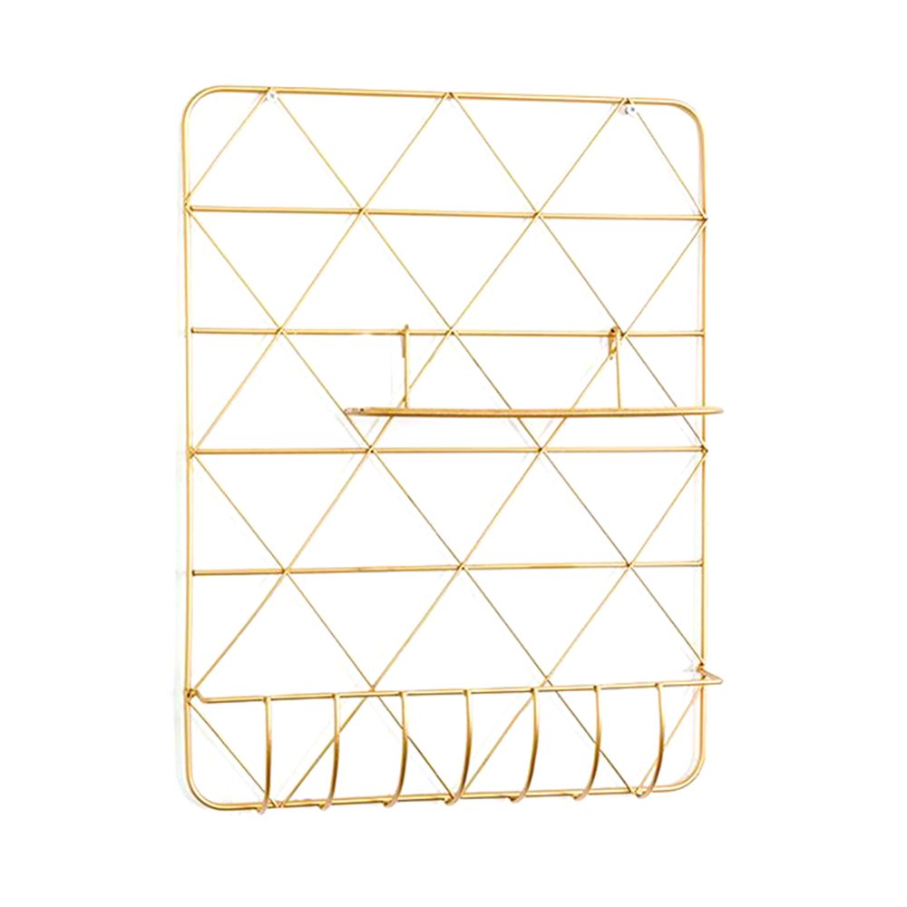 Golden wall decoration wall hanging Iron grid photo wall storage rack