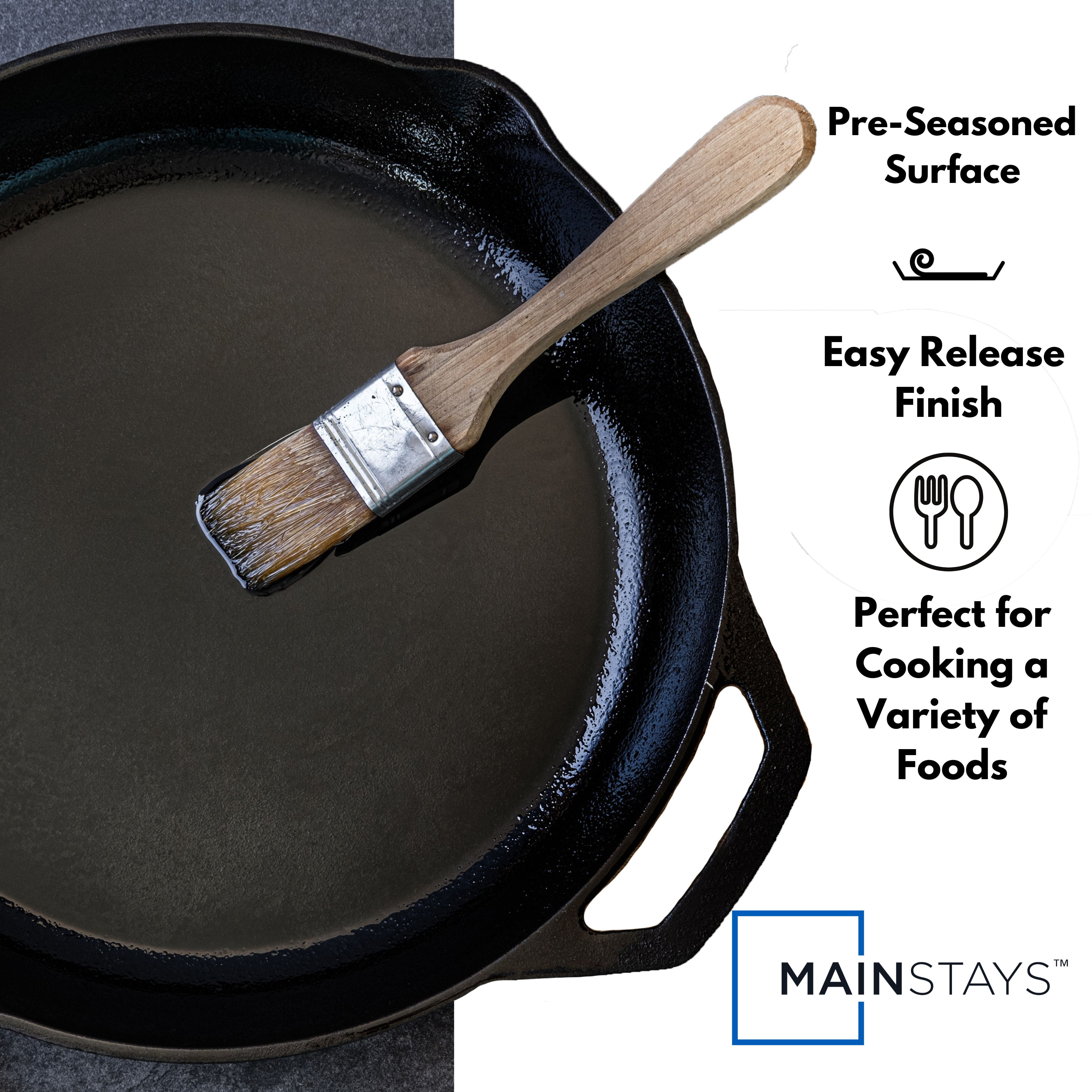 Mainstays Cast Iron Skillet Oven Safe Pre-Seasoned Iron Black, 12 inch