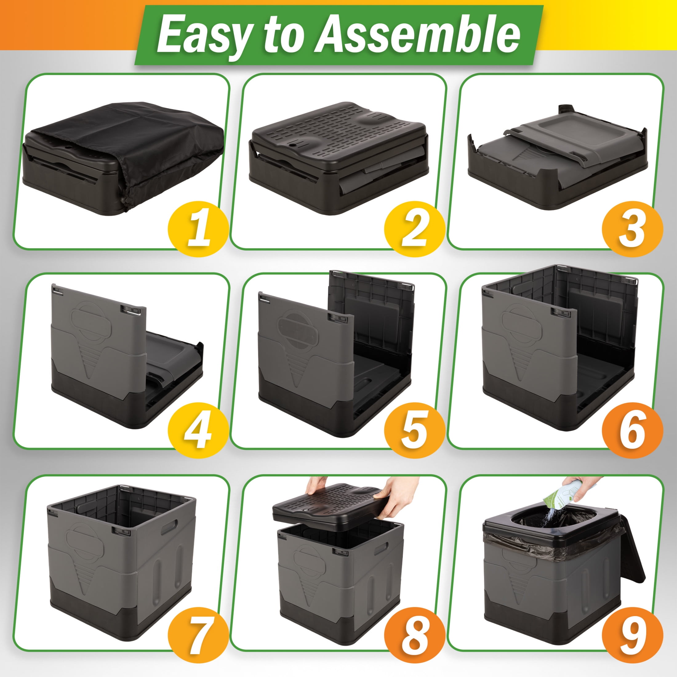 Wakeman Outdoors Camping Toilet Set - Pop Up Privacy Tent and Portable Toilet for Adults, Black