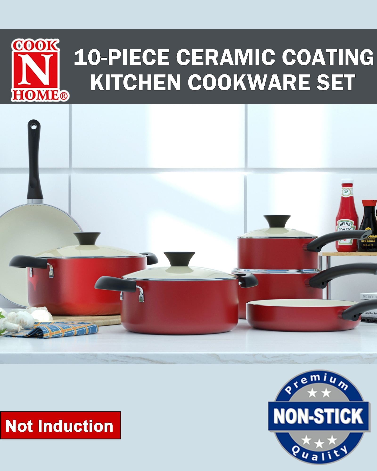  Food Network 10-pc. Nonstick Ceramic Cookware Set: Home &  Kitchen