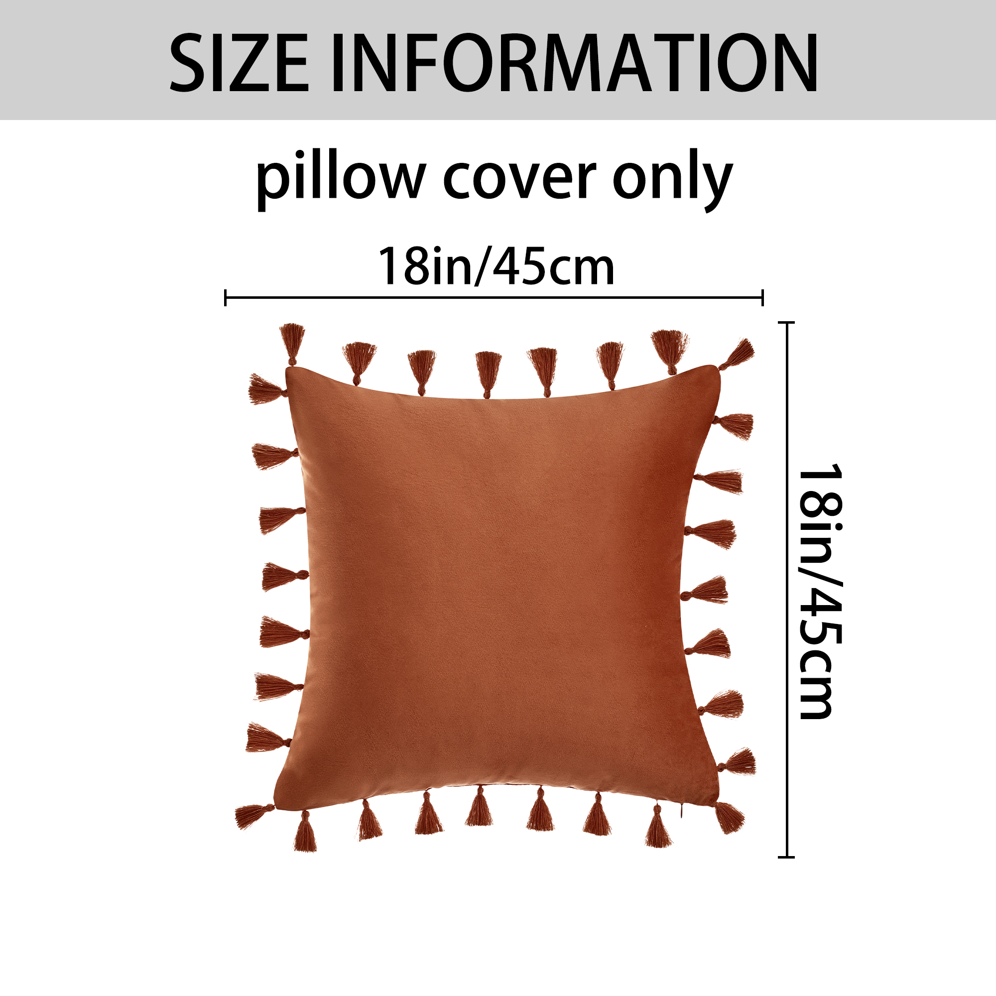 Unique Bargains Velvet Soft Throw Pillow Covers Pack of 2 Orange 18" x 18"