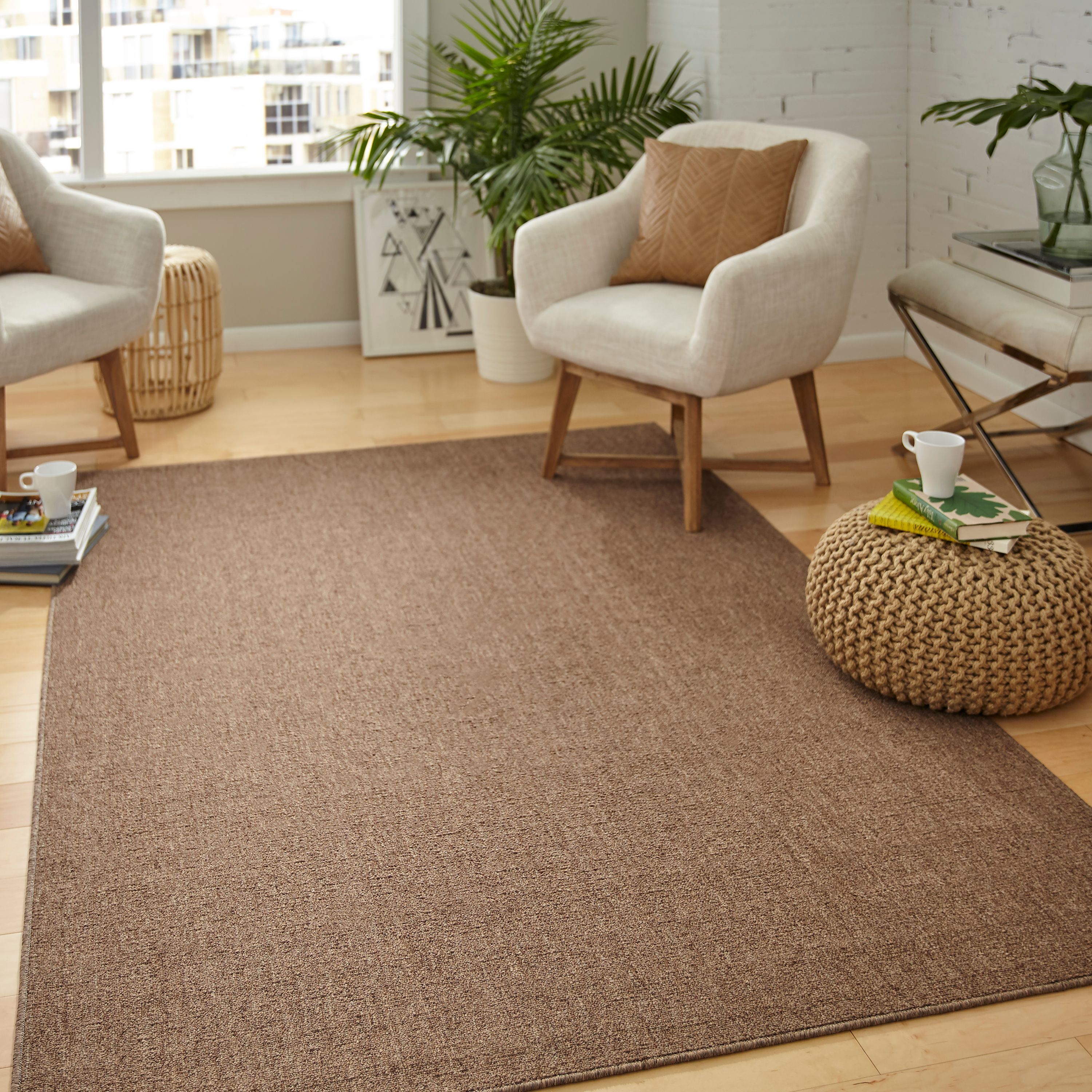 Mainstays Titan Solid Area Rug Pecan 5 X 7 Walmart