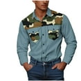 thumbnail image 2 of SYMOID Sky Blue Camo Mens Long Sleeve Button Down Shirt - Polyester Spandex Blend, Chest Pockets, Wrinkle-Resistant for Casual & Outdoor Activities,Size 3XL, 2 of 5