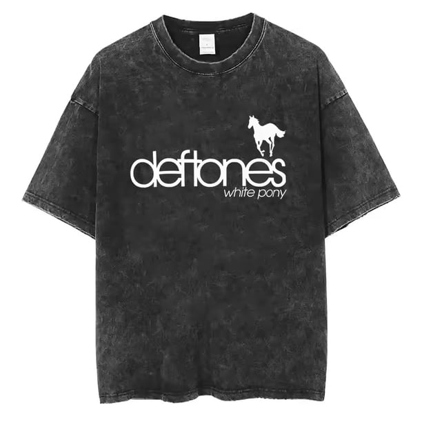 Ohms White Pony Deftones Rock Band Y2k camiseta hombres ropa nueva en Top & Tees Camiseta para hombre Camisetas camiseta Homme 50809