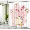 thumbnail image 5 of Ambesonne Feminine Shower Curtain, Rabbit Bunny with a Star, 69"Wx84"L, Yellow Pink, 5 of 5