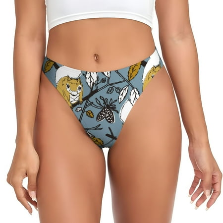 Lukts s Cartoon Squirrel on Branch for G-String Thongs for Women -Sexy Low-Rise Panties with A Stretchy T-back  Perfect for Any Outfit  Available in XS-4XL-3X-Large