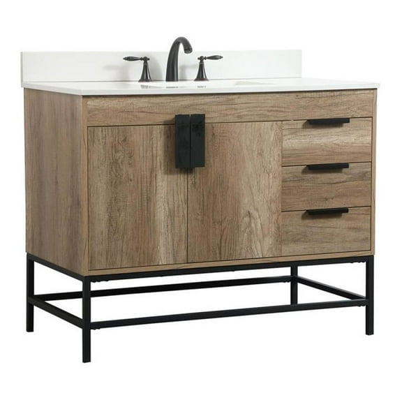 Elegant Decor Eugene 42" Single Bathroom Vanity with Backsplash in Natural Oak